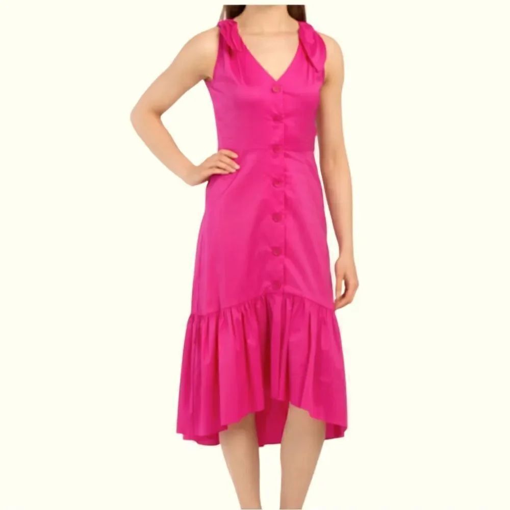 Shoshanna Hot Pink Button Down High Low Dress Size 6
